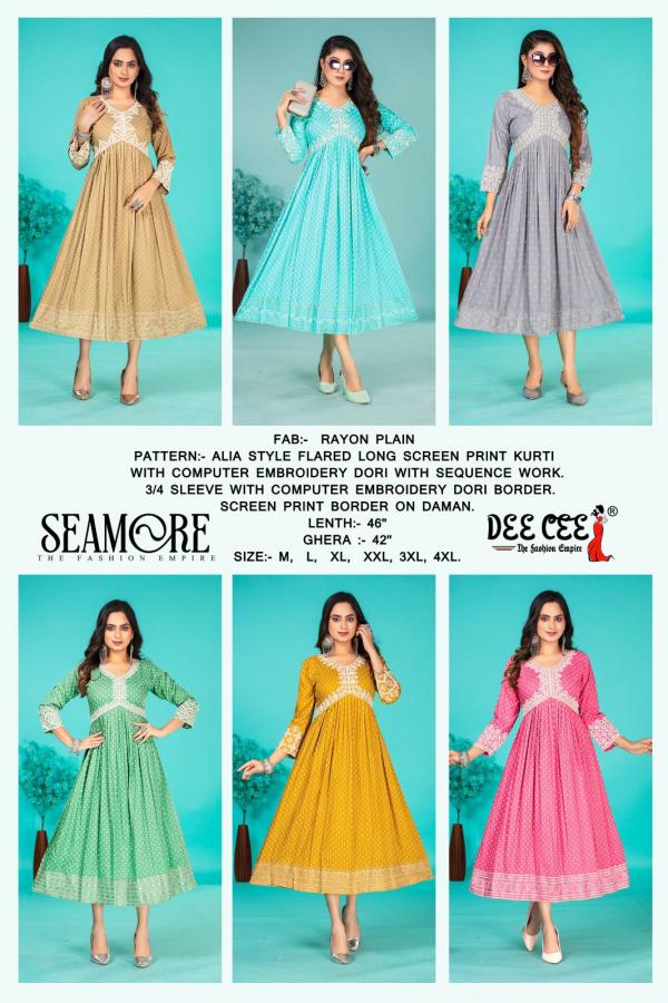 Deecee Seamore Rayon Designer Aliya Style Kurti Collection